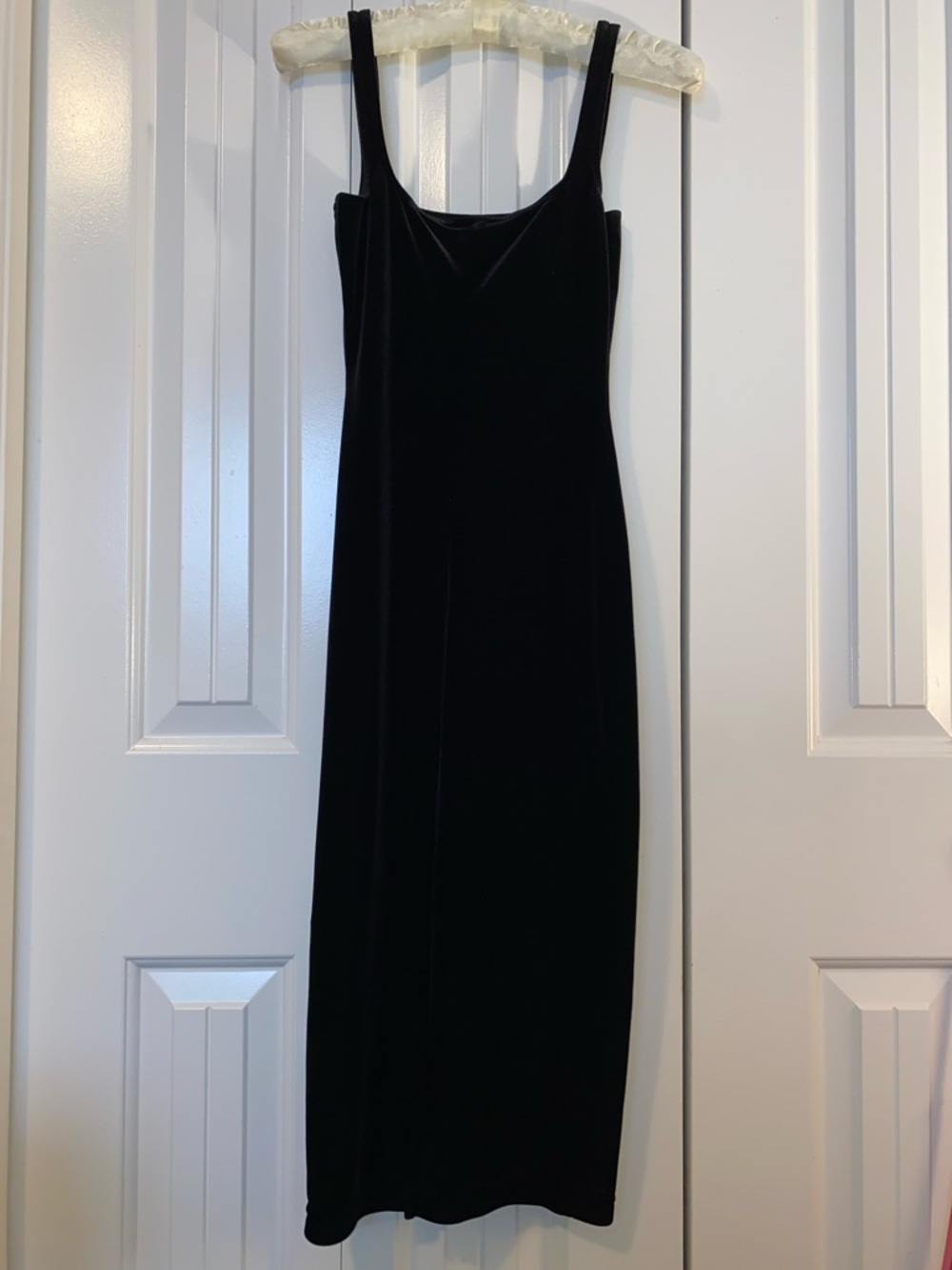 American Apparel Black Velvet Bodycon Midi Dress - Picture 4 of 9